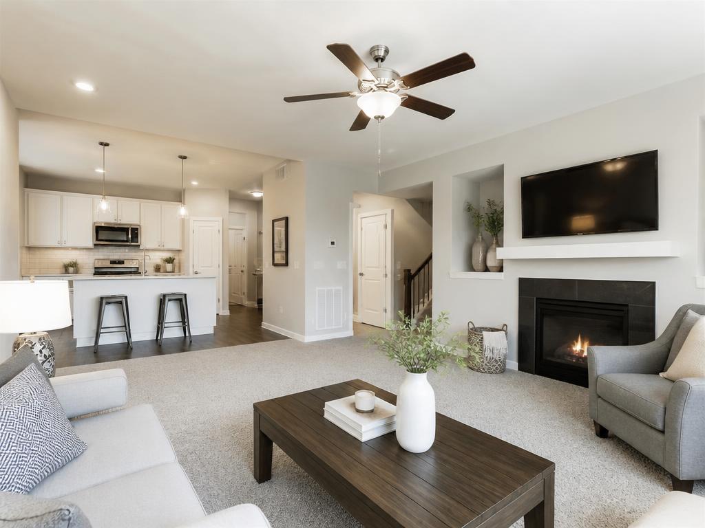 Bright open-concept living room after a whole-home refresh